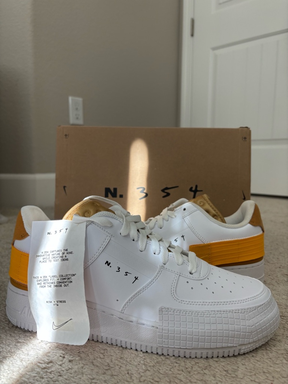 Nike Air Force 1 Type White & Gold Shoes